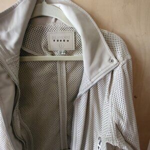 Blank NYC cream perforated moto jacket - small vegan leather